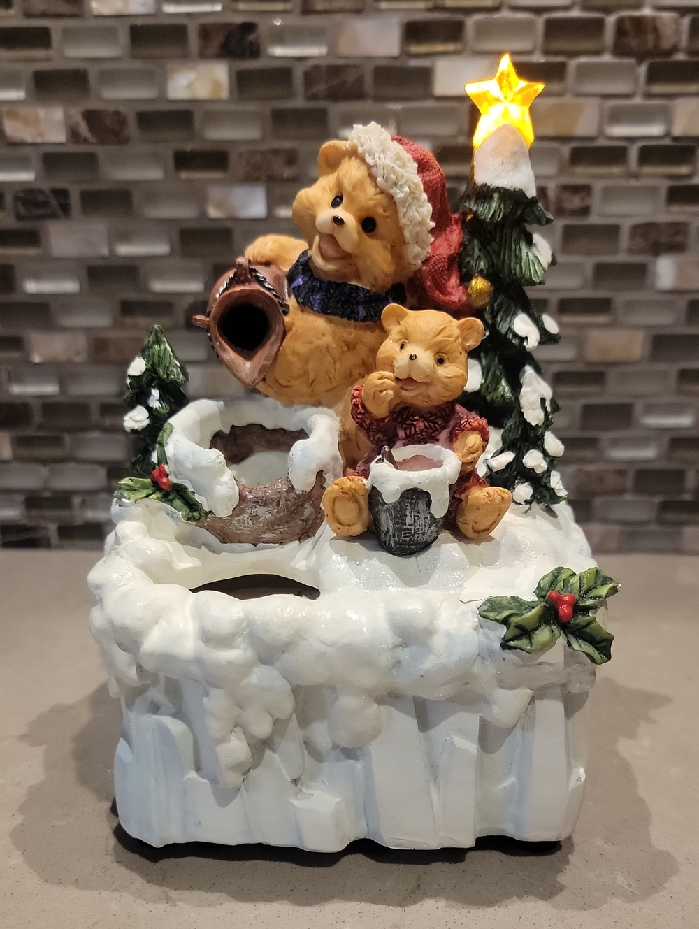 VTG 90s Avon A Beary Special Holiday Water Fountain Lighted Star Box New